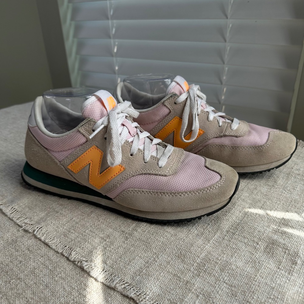 New Balance x J.Crew 620 Womens 8 B Pink Orange Green Suede Retro Sneakers